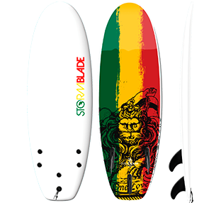58in Mini Surfboard / White Rasta