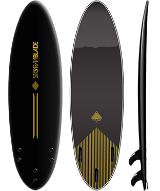 6ft4 Round Tail Surfboard / Black