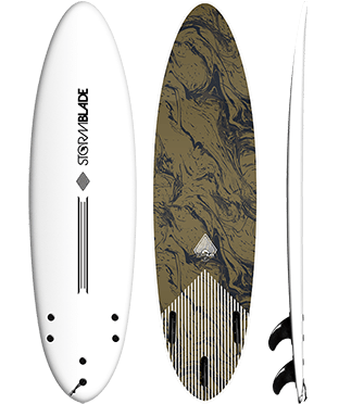 6ft4 Round Tail Surfboard / White
